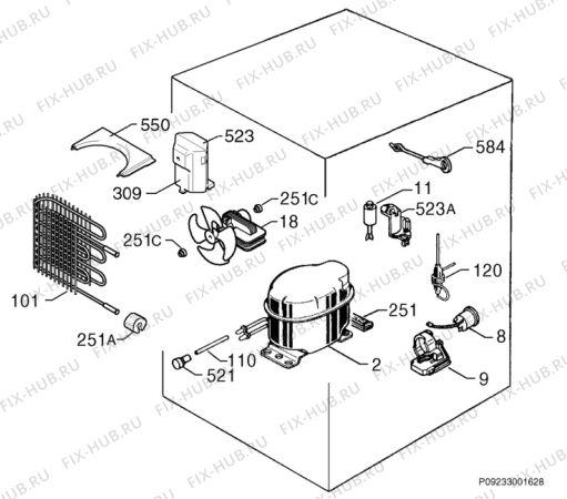 Взрыв-схема холодильника Zanussi ZU9145 - Схема узла Cooling system 017